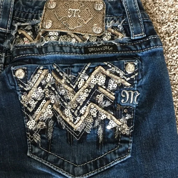 Miss Me Dark Blue Sequin Boot Cut Jeans - Picture 2 of 5